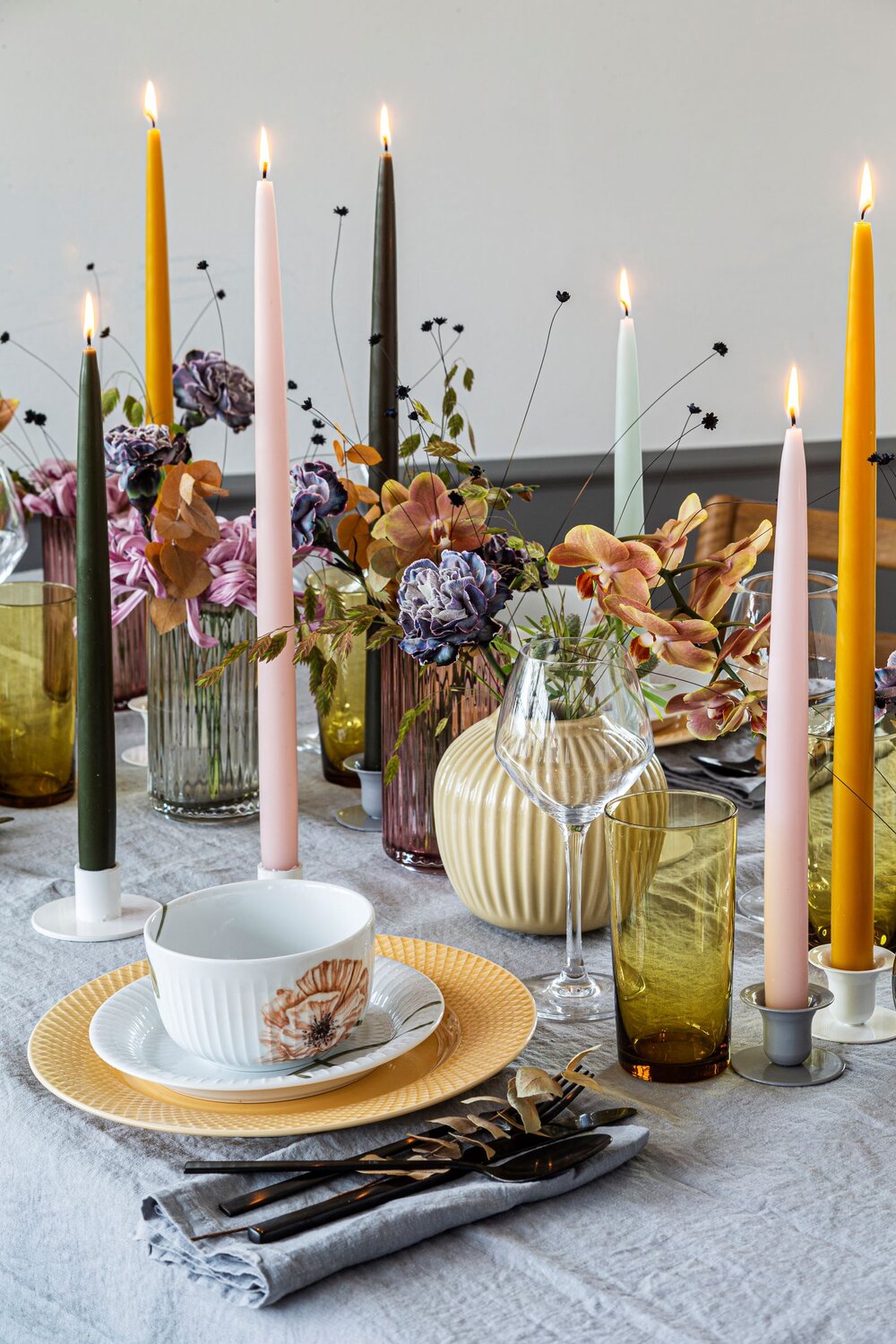 Dyppede stagelys, Lys Rosa - 4 stk.